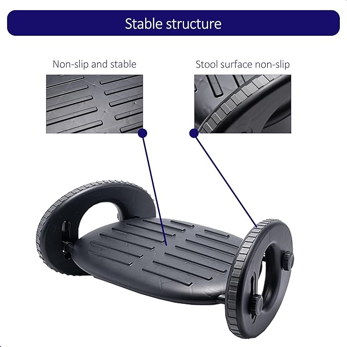 Under Desk Footrest – 4-Level Angle Adjustment & Active Rocker Feature, Durable ABS Foot Support, Anti-Slip Design, Ideal for Office, Home, Travel & Posture Correction