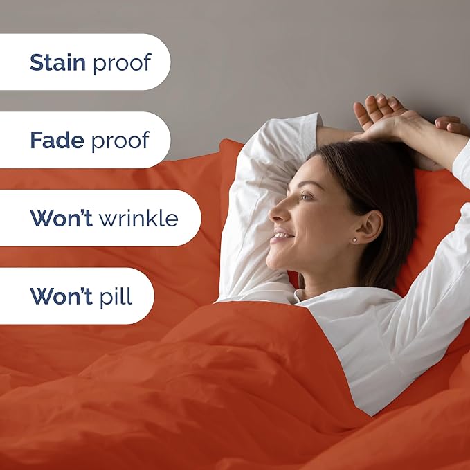 Duvet Cover Full Size Set - Extra Soft Full Size Duvet Cover 80 x 90 with 2 Pillow Shams - Hotel Luxury Easy Care and Fade Free w/Zipper Closures & Ties - Comfy Breathable Bedding Set (Terracotta)