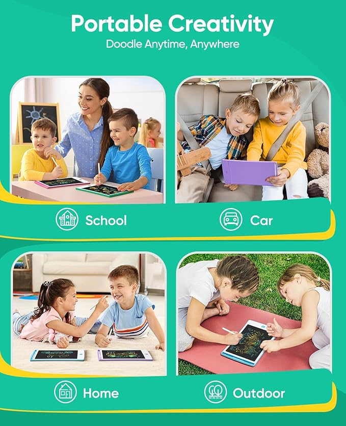 4 Pack LCD Writing Tablet, 8.5 Inch Colorful Toddlers Drawing Tablet for Kids, Creative Doodle Board Drawing Pad, Toy Birthday Gift for 3-6 Year Old Girls Boys