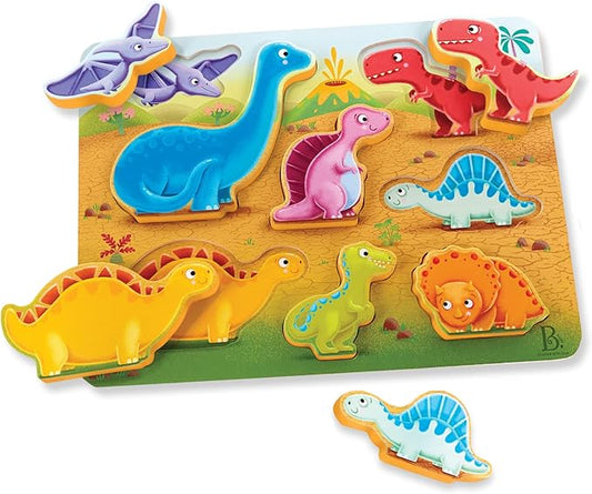 B. toys- Peek & Explore - Dinosaurs- Wooden Puzzle – Chunky Puzzle for Toddlers, Kids – Dinosaur Puzzle – Educational & Developmental Toys – 2 Years +