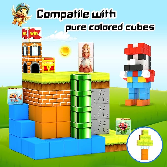 Magnetic Blocks-Building Toys Games Elements,Magnet Toys for Boys & Girls Ages 3-5 5-7 6-8,Creative Montessori Sensory Toys,Fun Birthday Gift for 3+ Years Old
