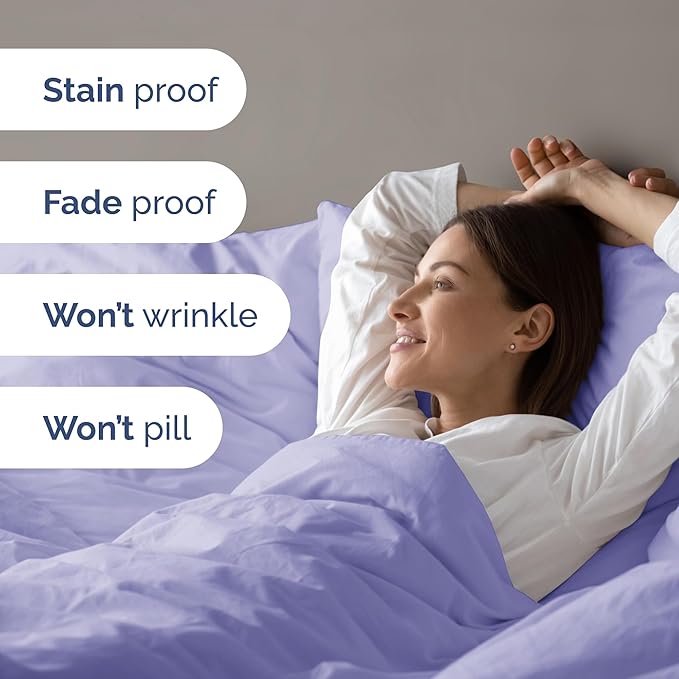 CGK Unlimited Duvet Cover King Size Set - Extra Soft King Size Duvet Cover 104 x 90 with 2 Pillow Shams - Hotel Quality, Fade Free w/Zipper Closures & Ties - Bedding and Bed Linens Set (Lavender)