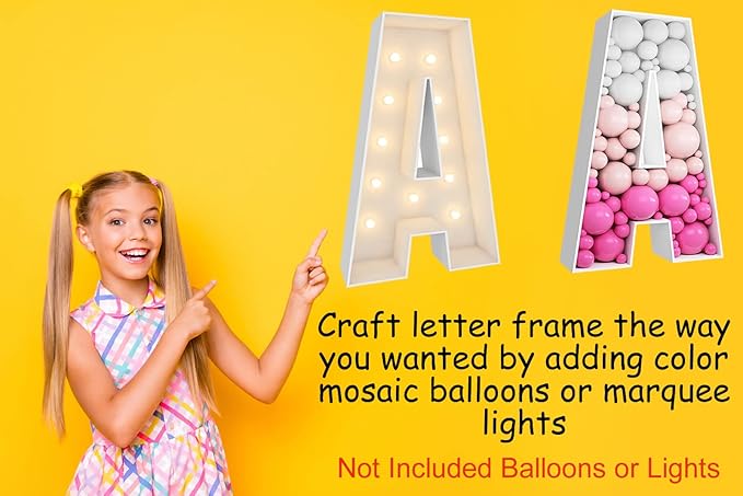 3FT Tall Mosaic Balloon Frame Letters Big Marquee Light Up Letters DIY Kit for Birthday Party Wedding Backdrop Decor Letter Y Pre-Cut Foam Board
