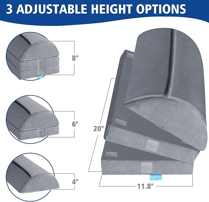 XXL(20in) Foot Rest for Under Desk at Work with 3 Adjustable Heights, Foot Stool with Bamboo Charcoal Foam, Feet Warm Pocket Footrest for Office Gaming Chair, for Leg Support -Gray