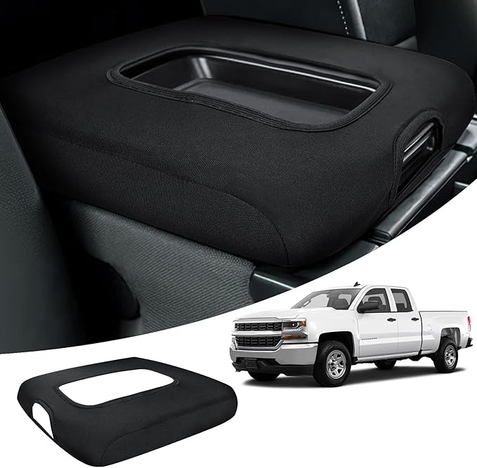 FIILINES Center Console Cover for 2014-2018 Chevy Silverado/GMC Sierra 1500 2500 3500(fit Split Bench Seat Console ONLY), Armrest Cover Pad Cushion Protector Accessories Armrest Cover Anti-Scratch