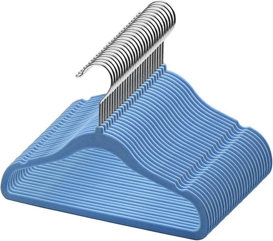 GoodtoU Kids Velvet Hangers,30 Pack Baby Hangers for Closet Non Slip Velvet Clothes Hangers Coat Hangers for Toddler Children Infant Hanger (Blue 30Pack)