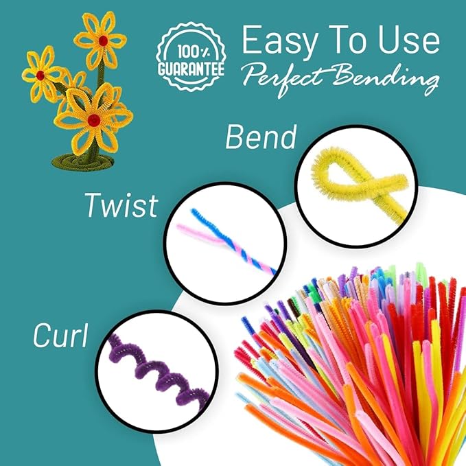 Pipe Cleaners Craft - 100 Pcs Orange Chenille Stems, 6mm x 12 Inch Fuzzy Sticks, Great for DIY Arts and Craft Projects and Decorations