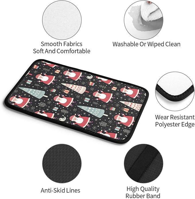 Cute Winter Santa Christmas Trees Gifts Snowflakes Snow Tree Black Auto Center Console Armrest Pad Universal Car Center Console Cover Seat Box Cover For Sedan, Van, Suv, Truck Car Accessorie