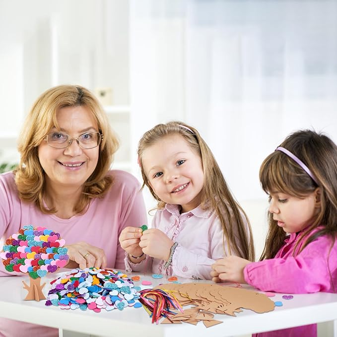 Fennoral 12 Pack Mother's Day Craft Kits for Kids Make You Own Love Heart Tree Foam Stickers DIY Mother's Day Arts and Crafts for Girls Boys Art Project Valentine's Day Gifts Mothers Day Decorations