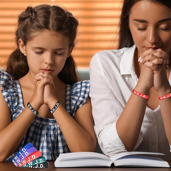 Jadive 20 Pcs WWJD Rubber Bracelets What Would Jesus Do Silicone Wristbands for Women Men Jesus WWJD Inspirational Bracelet Motivational Bracelet Religious Christian Party Favors Gifts