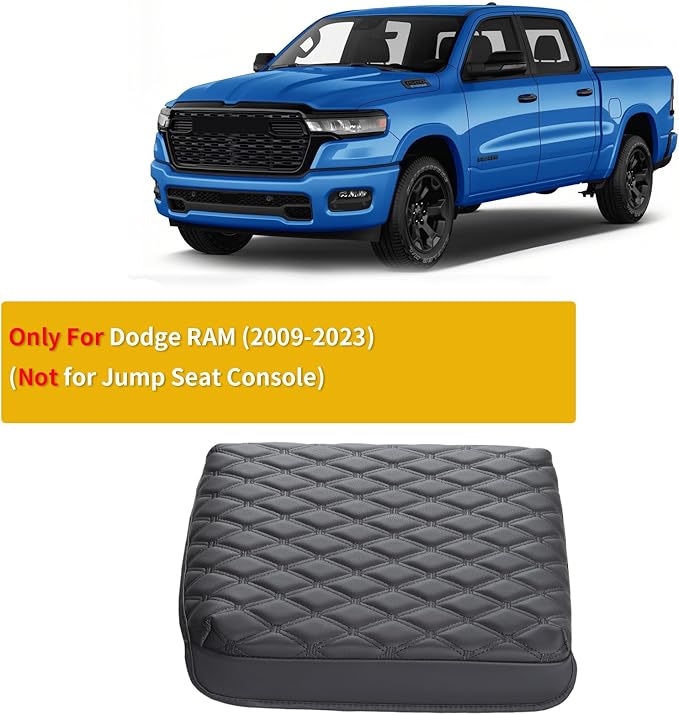 GIANT PANDA Custom Fit Center Console Cover for Dodge RAM 2009-2023 with Bucket Console- Waterproof Faux Leather Armrest Center Cover - Full Protection - Black