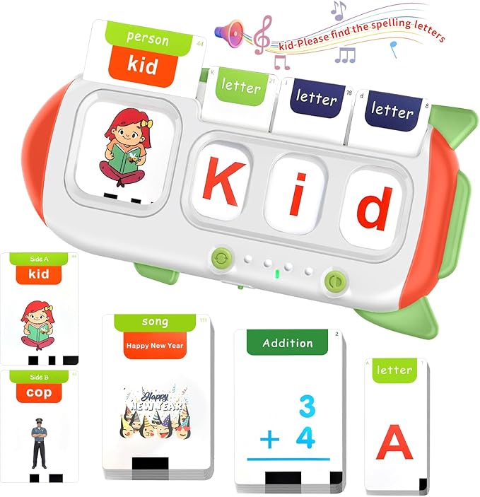 Talking Flash Cards, Reusable Writing Drawing Montessori Toys, Learning Toys 336 Words (Rocket, Pocket-Size)