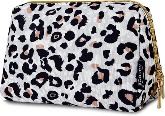 Aosbos Small Makeup Pouch Travel Size Makeup Bag Cosmetic Travel Bag for Women Cosmetic Pouch Cosmetic Bags Case Make Up Bag for Purse Leopard Print