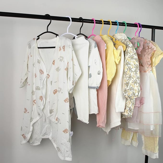 Kids Hangers 60 Pack White Plastic Baby Hangers, Toddler Hangers for Infant Child Clothing