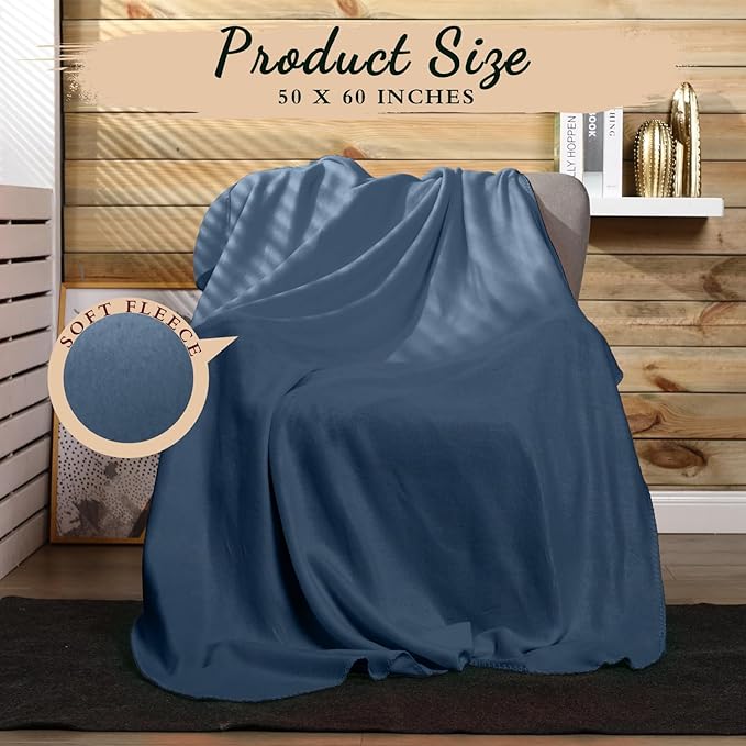 Kinlop Fleece Blanket Bulk 60 x 50 Inch Soft Lightweight Fleece Cozy Blanket Warm Throw Plush Pet Throw for Bed Couch Sofa Home Office Wedding Gifts Travel Camping(Gray Blue,40 Packs)