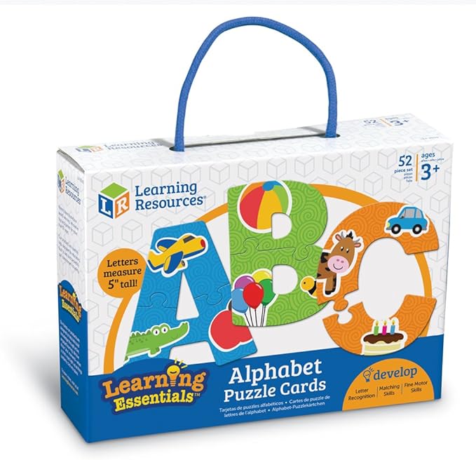 Learning Resources Alphabet Puzzle Cards, Early ABCs, Toddler Puzzle, 26-Self Correcting Puzzles, Alphabet Toys for Toddlers, ABC toys, 52 Pieces, Ages 3+