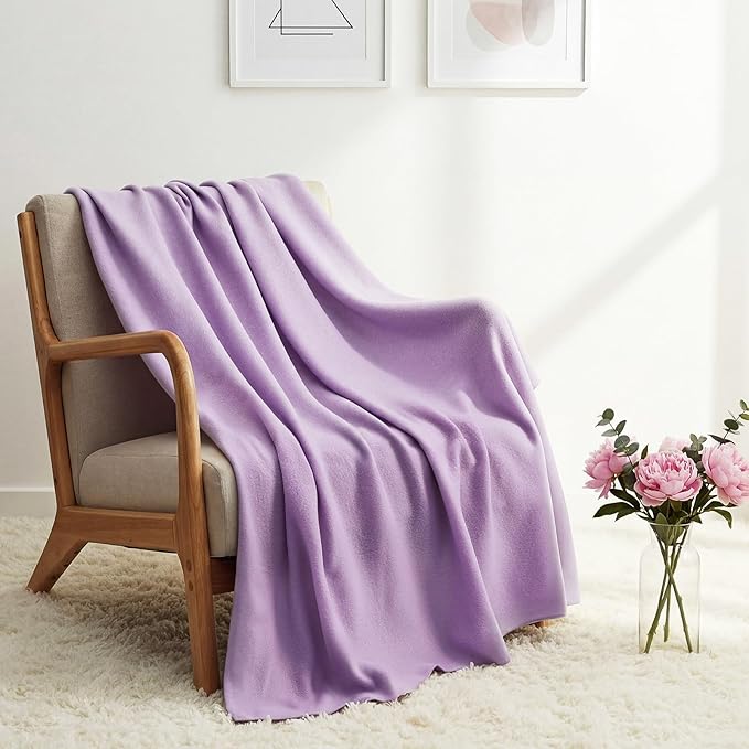 Kinlop Fleece Blanket Bulk 60 x 50 Inch Soft Lightweight Fleece Cozy Blanket Warm Throw Plush Pet Throw for Bed Couch Sofa Home Office Wedding Gifts Travel Camping(Light Purple,40 Packs)