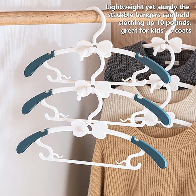 Kids Clothes Hangers, 11-14.5" Adjustable Toddler Hangers for Newborn Closet, Plastic Small Infant Hanger for Toddler Pant, Child Coat Hanger for Boy Nursery Clothing, 30 Pack Blue
