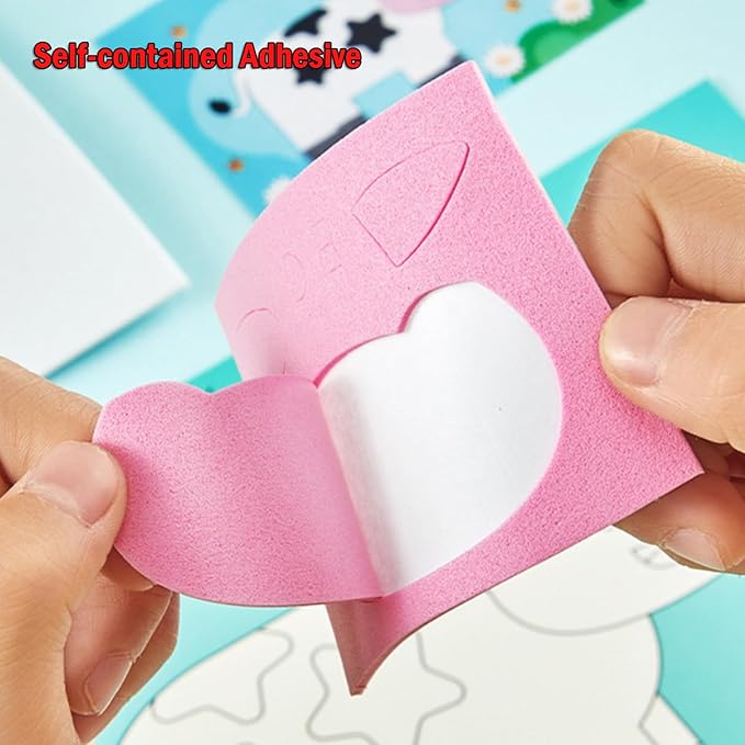 3D EVA Foam Stickers for Toddlers 12PCS Sticky Foam DIY Craft Preschool Art Class Drawing Sticker Puzzle Art Kit for Kids Boys Girls (Cartoon Animals A)