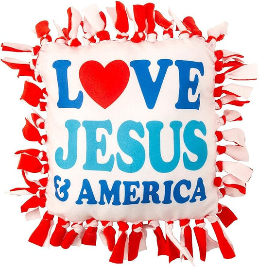 Love Jesus & America Fleece Tied Pillow Craft Kit, Makes 6
