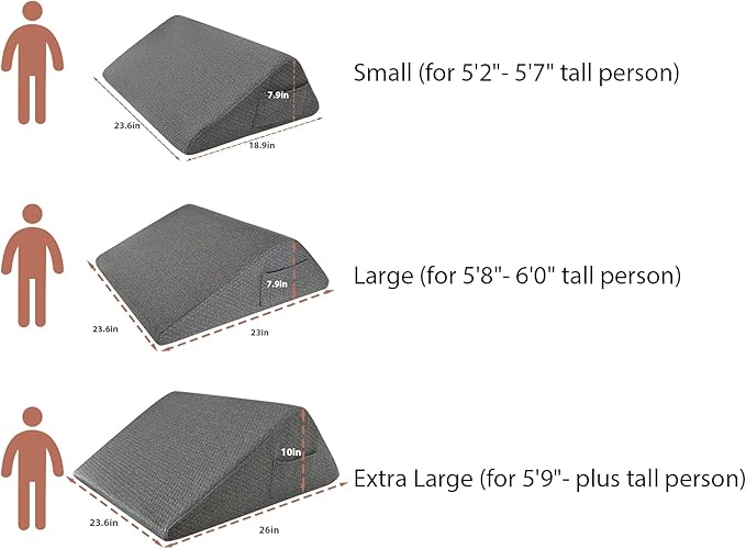 Bedluxe Knee Wedge Pillow - Memory Foam Leg Support for Sleeping, Post Surgery Triangle Pillow Wedge, Leg Elevation, Knees Hip Back Pain Relief (23.6 x 26 x 10, Extra Large, Black)