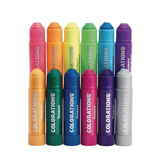Colorations Metallic, Neon, Tempera Paint Sticks, Set of 12, Quick Drying, Non Toxic, Easy to use Paint, Mess Free Paint, School Supplies, Art Supplies, Craft Projects, Children, Arts & Crafts