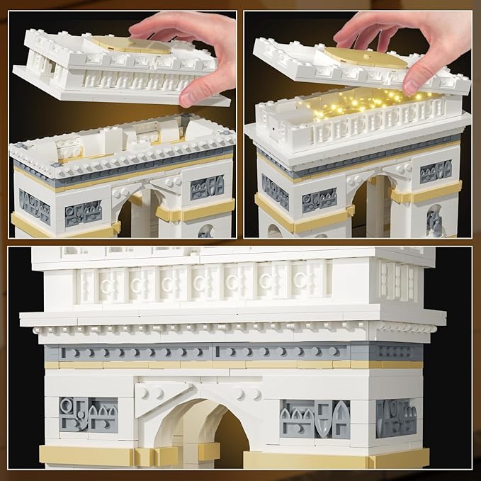itshWOee Architecture Arc De Triomphe Building Set, Paris Collectible City Landmark Architectural Building Toys with Lights, Home Décor Paris Gift for Adults and Kids Age 6+