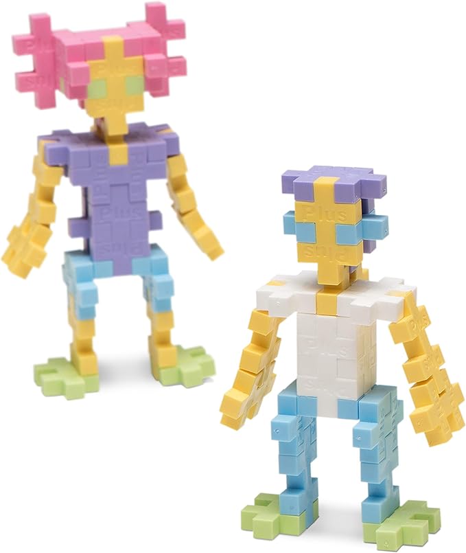 PLUS PLUS 240 Piece Interlocking Building Blocks for Kids, Open Ended Connecting Toys, STEM Bin Mini Manipulatives - Pastel Mix Play Tube & Baseplate