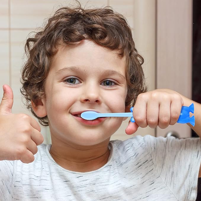 Gerrii Kids Toothbrushes Bulk Soft Lovely Little Kangaroo with Covers Suction Cup Individually Wrapped for Children Toddler Home School Camp Daycare Travel