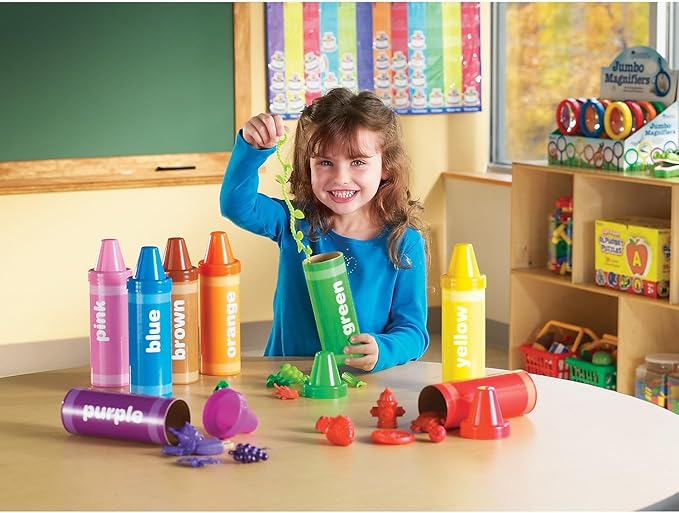 Learning Resources Rainbow Sorting Crayons - 56 Pieces, Ages 3+ Kids Crayons, Early Color Recognition & Sorting, Toddler Sort and Stacking Toys