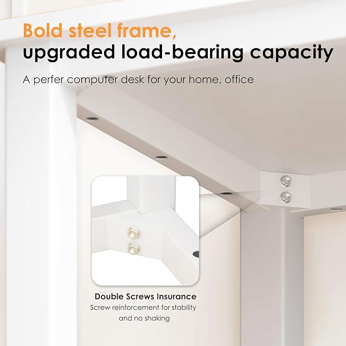 Need Computer Desk, 47 inch Home Office Desk, Modern Simple Style Home Office Gaming Desk, Basic Writing Table for Study Student, White