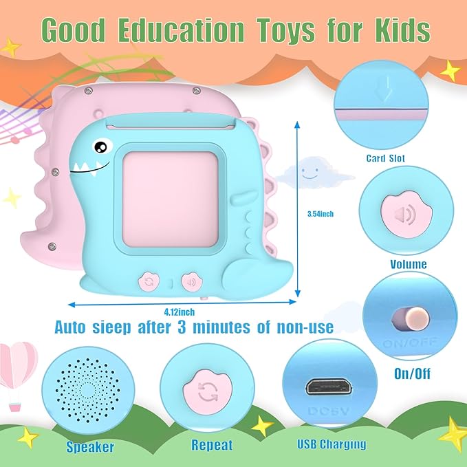 Pocket Speech Talking Flash Cards - 336 Sight Words Toddlers Montessori Audible Speech Buddy Early Learning Flashcards, Autism Sensory Toys Speech Therapy Materials for Toddler Age 3 4 5 Years Old B