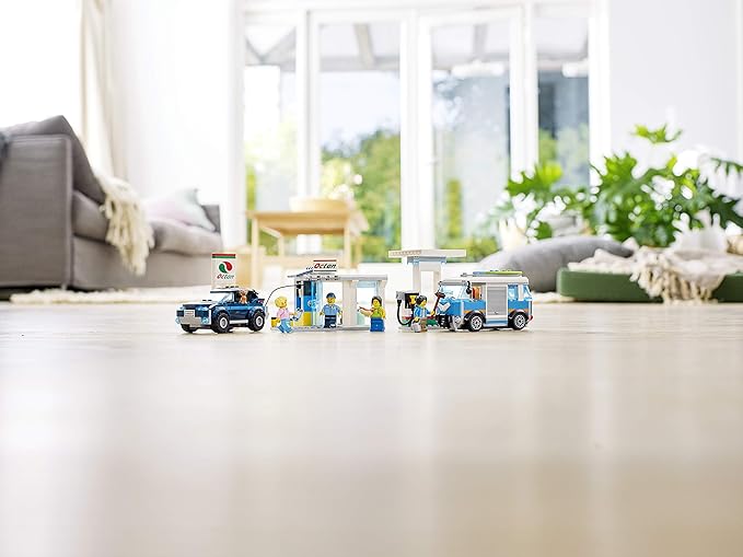 LEGO City Turbo Wheels - Gas Station, Toy Building Set from 5 Years, with Various Toy Vehicles and Minifigures (60257), Assorted Colour/Model