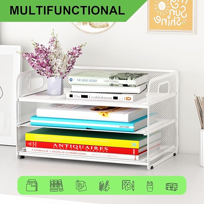 3 Tier Paper Letter Tray Organizer for Desk