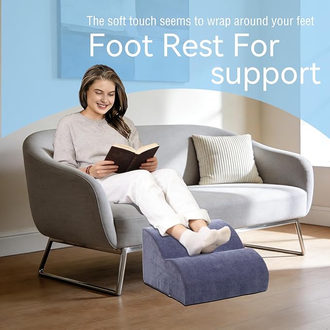 Foot Rest for Under Desk at Work.Multifunctional 3-Tier Foot Stool,with Washable Footrest.for Under Desk,Office Chair Gaming Chair & Sofa,Leg Elevation Pillow,Supports Posture-Light Blue