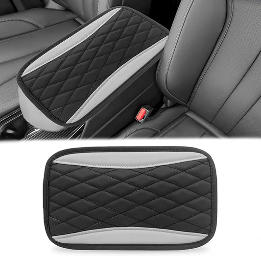 Car Center Console Cover, Universal Leather Waterproof Armrest Seat Box Cover Protector, Comfortable Car Decor Accessories Fit for Most Cars, Vehicles, SUVs-Gray