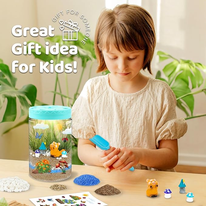 Light Up Terrarium Kit for Kids,Redpanda Gardening Kit for Boys and Girls,Creative Educational Gardening Toy,Arts and Crafts Activity Kits,Birthday Gifts for Ages 4 5 6 7 8-12