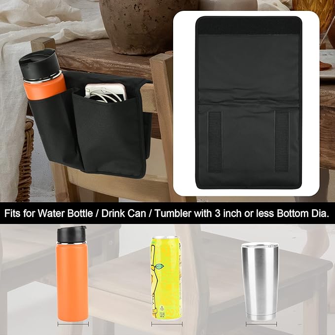 Cosmos Chair Armrest Side Organizer Bedside Caddy Organizer Wheelchair Side Storage Bag Bedside Remote Holder Water Bottle Cell Phone Holder for Couch Recliner Sofa Wheelchair, 10 inches Wide