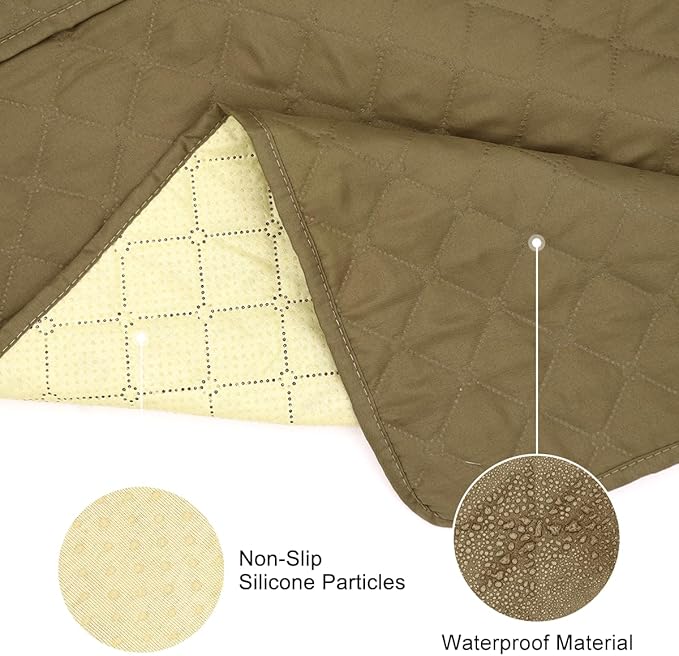 Bedside Caddy for Couch Remote Control Holder Recliner Armrest Organizer Non Slip Sofa Armchair Caddy with 6 Pocket Storage for Magazine, Tablet, Phone, iPad, Camel