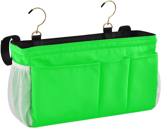 Neon Cyan Bedside Caddy Storage Bag Bedside Organizer for Headboards Bunk Beds Bedside Shelf Hanging Organizer 6 Pockets with Hooks for Book Glasses Phone Holder