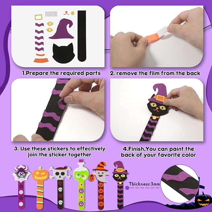 Letapapa Halloween Crafts for Kids Ages 4-8, 24 Pack Halloween Bookmarks DIY Crafts, Halloween Party Favors Trick or Treating, Goodie Bag Gifts Toys, Halloween Classroom Prizes for Kids Art Activities