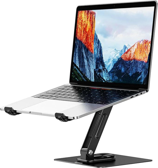 BESIGN LS12 Laptop Stand with 360° Rotating Base, Ergonomic Adjustable Notebook Holder, Riser Holder Computer Stand Compatible with Air, Pro, Dell, HP, Lenovo More 10-14" Laptops (Black)