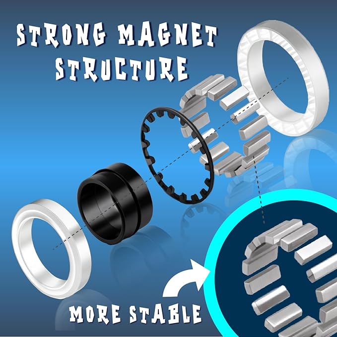 Cevioce 6 PCS Magnetic Ring Fidget Toys Set,Easter Basket Stuffers Finger Spinner Pack for Teens Adults and Kids,Coolest Magnet for ADHD Anxiety Relief Toy for 8+ Year Old Boys Valentine's Day Gifts