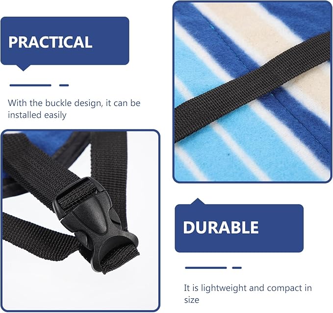 WRITWAA Portable Airplane Foot Hammock Travel Footrest 48X24Cm Blue Striped Footrest for Flight, Bus, Office, Home – Lightweight Hanging Foot Support for Long Trips and Air Travel