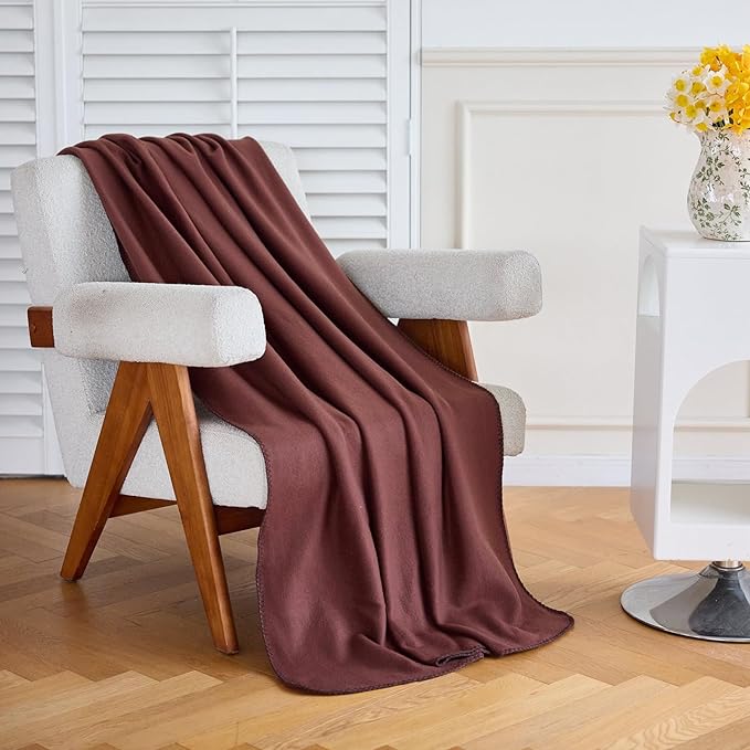 Fleece Throw Blankets Bulk Fleece Blankets Solid Wholesale Lightweight Warm Soft for Pet Bed Sofa Couch Office Wedding Gifts Travel Seasons 50x60 Inches Pack of 6 Chocolate Brown