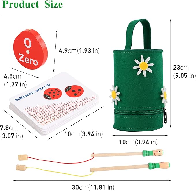 WODI Wooden Counting Ladybugs 0-10 Alphabets & Numbers Sorting Montessori Educational Toys for Toddlers Girls&Boys 3+ Learning to Count Cards Matching Painted Ladybug Toy