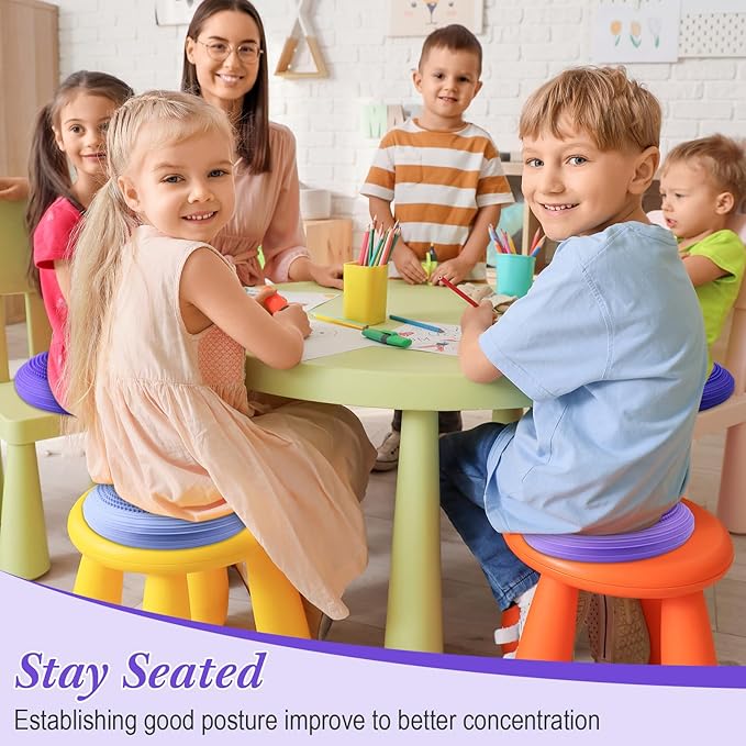 Libima 4 Pcs Wiggle Seat Inflated Wobble Cushion for Sensory Kid 13 Inches Balance Disc Flexible Seating for Classroom Sensory Pad for Chair Wiggle Cushion