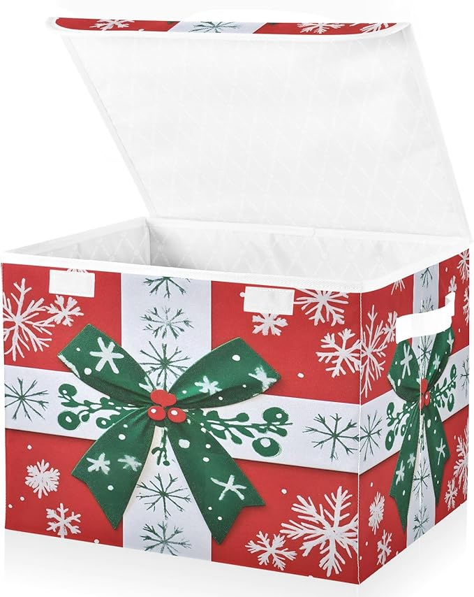 senya Large Storage Bins with Linen Collapsible Foldable Storage Cubes Fabric Closet Organizer Containers box with Flip-Top Lid for Home Bedroom Office 16.7 x 12.6 x 11.8in (Christmas Gift)