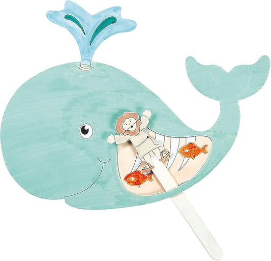Fun Express Color Your Own Jonah and The Whale Craft Kit - Makes 12 - DIY Crafts for Kids and Sunday School Activities