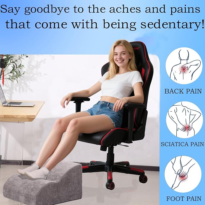 Foot Rest for Under Desk at Work.Multifunctional 3-Tier Foot Stool,with Washable Footrest.for Under Desk,Office Chair Gaming Chair & Sofa,Leg Elevation Pillow,Supports Posture (Grey)